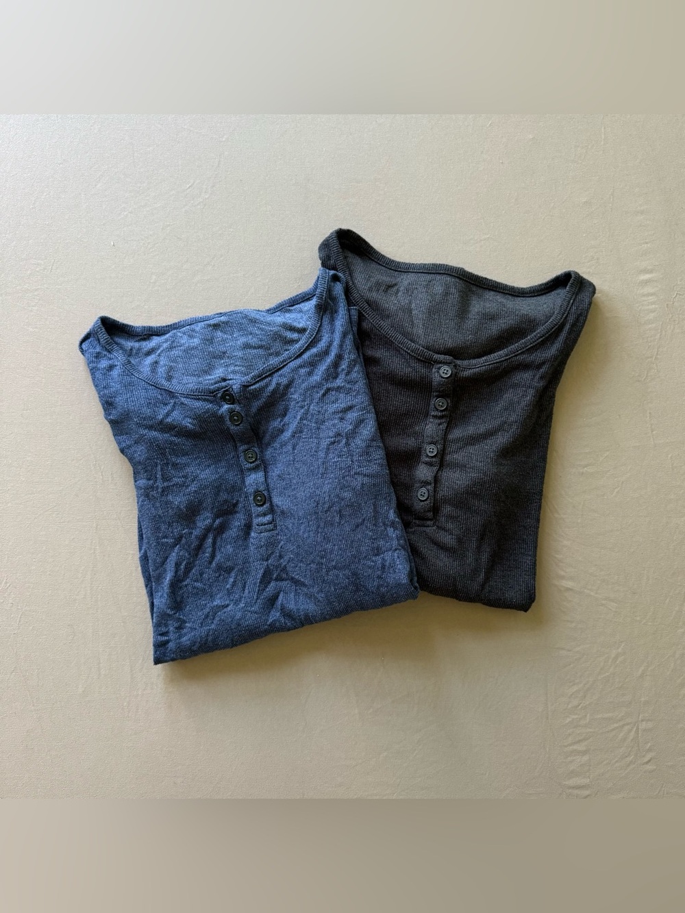 Grungy long-sleeve ribbed henley top bundle